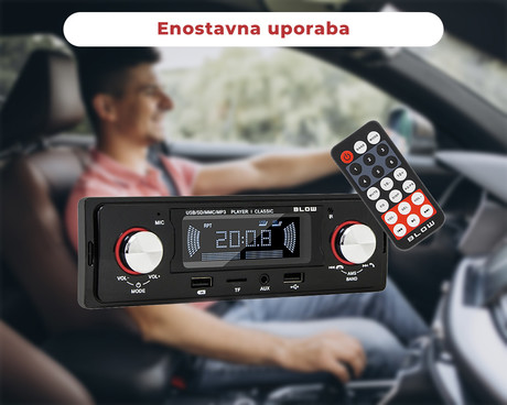 Avtoradio BLOW AVH Classic 78-287, Radio FM, Bluetooth, 4x60W, MP3/USB/MicroSD/AUX-in + USB polnilec, daljinec