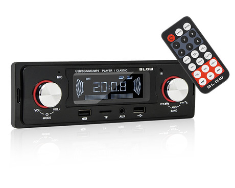 Avtoradio BLOW AVH Classic 78-287, Radio FM, Bluetooth, 4x60W, MP3/USB/MicroSD/AUX-in + USB polnilec, daljinec