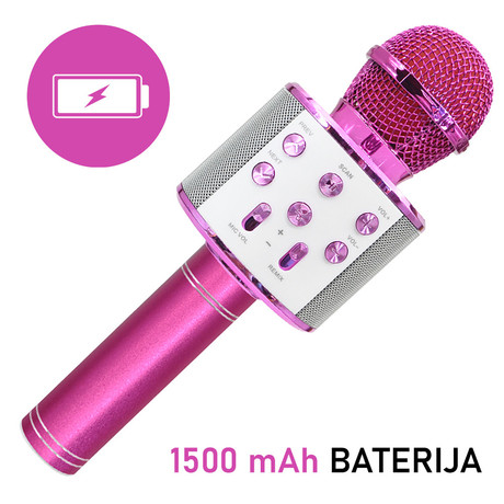 EOL - FOREVER BMS-300 Mikrofon & Zvočnik, Bluetooth, USB, microSD, AUX-in, ECHO način, modulacija glasu, KARAOKE, roza