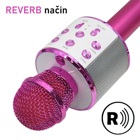 EOL - FOREVER BMS-300 Mikrofon & Zvočnik, Bluetooth, USB, microSD, AUX-in, ECHO način, modulacija glasu, KARAOKE, roza