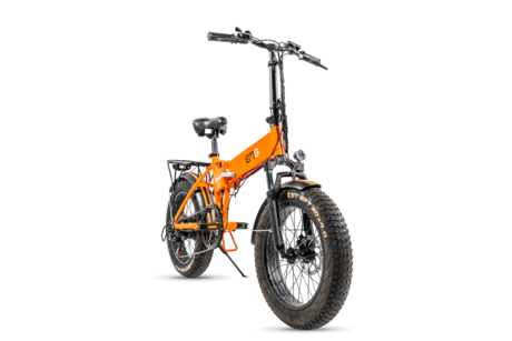 EOL - Električno kolo EMG Trevi BOMBER FAT, 20'', zložljiv, do 25km/h, do 40km, LED zaslon+LED lučke, do 150kg, oranžen
