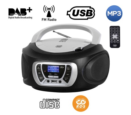 TREVI CMP 510, Boombox, CD/USB/Radio DAB/DAB+/FM, RDS, daljinec, črne barve