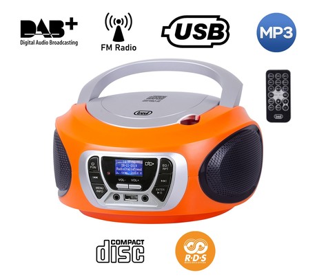 TREVI CMP 510, Boombox, CD/USB/Radio DAB/DAB+/FM, RDS, daljinec, oranžne barve