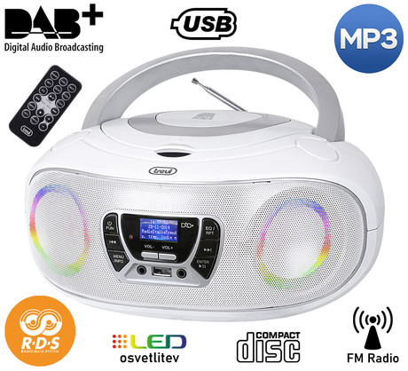 TREVI CMP 583, Boombox, CD/USB/Radio DAB/DAB+/FM, RDS, daljinec, bele barve