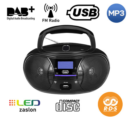 TREVI CMP 581, Boombox, CD/USB/Radio DAB/DAB+/FM, RDS, črne barve