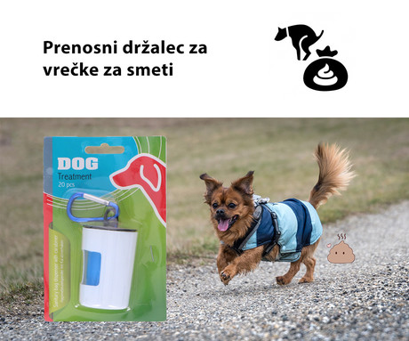 EOL - Škatlica z vrečkami za iztrebke, 20 vrečk, zaponka za nošenje, belo-modra