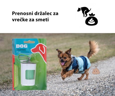 EOL - Škatlica z vrečkami za iztrebke, 20 vrečk, zaponka za nošenje, belo-zelena