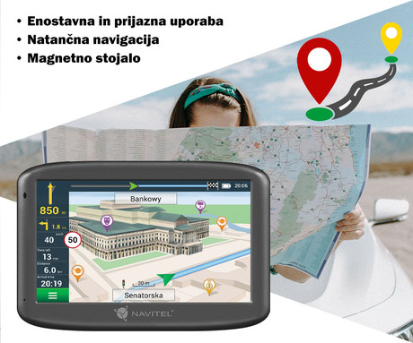 EOL - GPS navigacija NAVITEL E505 Magnetic, 5'' touch, Magnetni nastavek, MicroSD, + karte celotne Evrope (lifetime update)