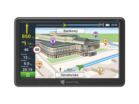 GPS navigacija NAVITEL E707 Magnetic, 7" zaslon, baterija, magnetni nosilec, informacije o vožnji, karte za celotno Evropo