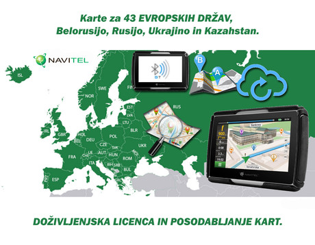 GPS navigacija NAVITEL G550 MOTO, za motoriste, 4.3" zaslon, baterija, IP67 vodoodpornost, karte za celotno Evropo