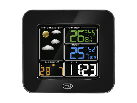 TREVI ME 3165 RC brezžična vremenska postaja, velik barvni display, 2x alarm, radijsko vodena ura