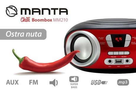 MANTA MM9210BT CHILLI PREMIUM - Boombox z Bluetooth/USB/Radio FM/AUX-in, 300W P.M.P.O