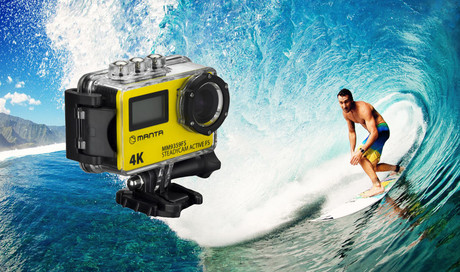 EOL - Aktivna športna kamera MANTA MM9359FS z dodatnim zaslonom in stabilizacijo obraza, Premium, 4K-UHD,WiFi