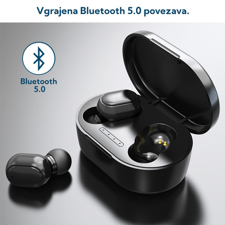 EOL - MANTA MTWS002 slušalke s polnilno enoto, Bluetooth 5.0, TWS, do 12ur, Noise Reduction, IPX5, črne