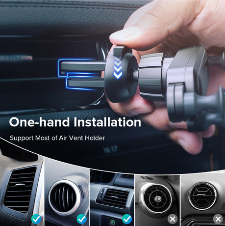 EOL - Omega OUCHAVS univerzalno gravitacijsko držalo za pametni telefon za v avto, 360°, črn