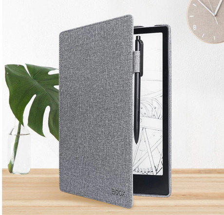 EOL - Originalni preklopni ovitek/etui za e-bralnik 7.8'' BOOX Nova2 in Nova Pro, horizontalni logo, siv