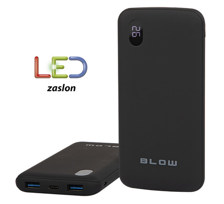 EOL - Power bank BLOW PB16A, 16.000mAh, Polymer baterija, Quick Charge 3.0, Type-C, LED zaslon, črna