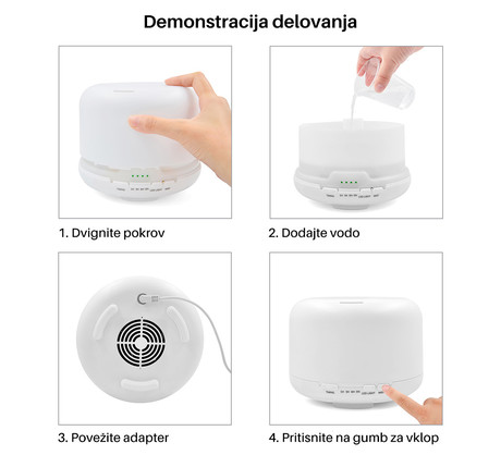 Platinet PDLAD12 vlažilec zraka in razpršilec eteričnih olj ULTRASONIC (Aromatherapy + home SPA) + LED ambientna osvetlitev v 6. barvah, bele barve