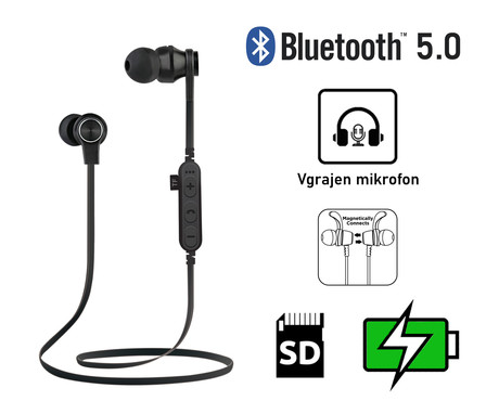 EOL - PLATINET PM1062B Bluetooth športne slušalke+mikrofon+microSD, črne