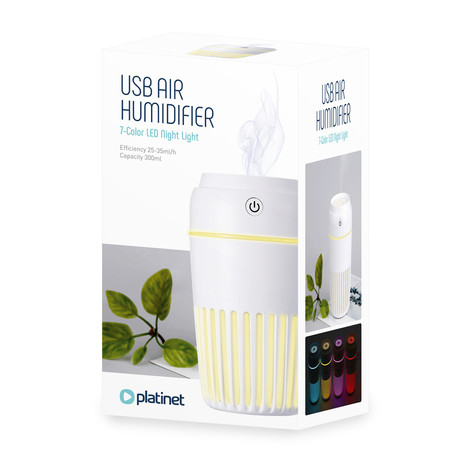EOL - Platinet PMAH vlažilec zraka + LED  lučka/osvetlitev, bele barve
