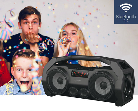 EOL - Zvočnik BOOMBOX Platinet PMG76B Bluetooth, odličnih 14W, LED prikazovalnik, USB/AUX/MIC-IN/Radio FM, Equalizer, vgrajena zmogljiva baterija