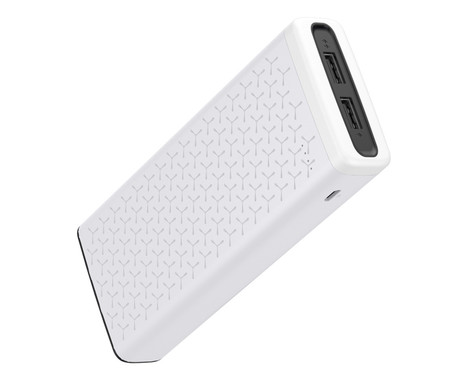 EOL - Power Bank PLATINET 20.000mAh, Li-Polymer, Ambient LED osvetlitev + LED svetilka + LED indikator, 50% hitrejše polnjenje, bela