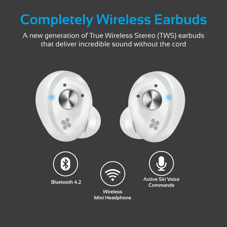 EOL - PROMATE PrimeBud TWS Ultra-Mini True brezžične stereo Bluetooth slušalke, bele