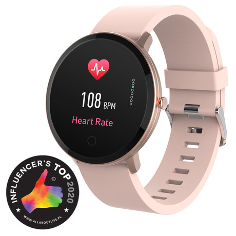 EOL - FOREVER pametna ura FOREVIVE SB320, Bluetooth, aplikacija, vodoodporna IP67, srčni utrip/pedometer/kalorije/spanje/multisport mode + darilo dodaten pas, Rose Gold