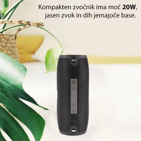 MANTA SPK15GO Bluetooth zvočnik + woofer, BT5.0/USB/MicroSD/Radio FM/AUX-in, 20W, IPX4, do 8 ur predvajanja, črn