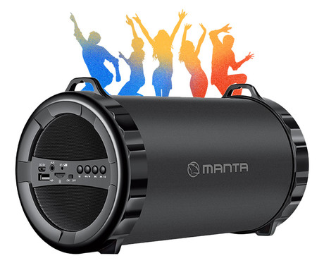 MANTA SPK204FM PIPE 2.1 HIFI Bluetooth prenosni zvočnik + woofer, BT/USB/MicroSD/Radio FM + pas za nošenje