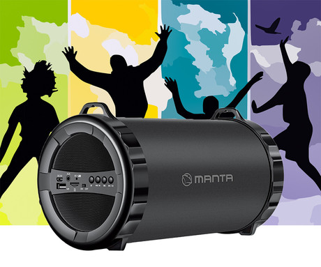 MANTA SPK204FM PIPE 2.1 HIFI Bluetooth prenosni zvočnik + woofer, BT/USB/MicroSD/Radio FM + pas za nošenje