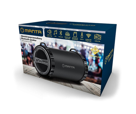 MANTA SPK204FM PIPE 2.1 HIFI Bluetooth prenosni zvočnik + woofer, BT/USB/MicroSD/Radio FM + pas za nošenje