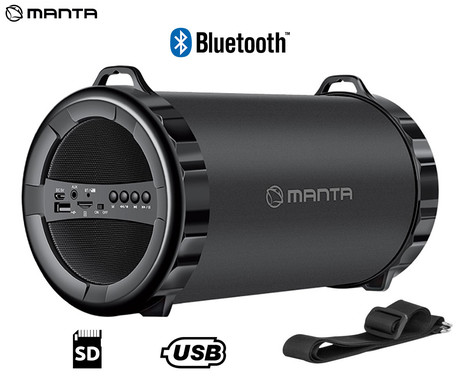 MANTA SPK204FM PIPE 2.1 HIFI Bluetooth prenosni zvočnik + woofer, BT/USB/MicroSD/Radio FM + pas za nošenje