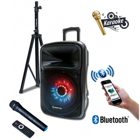 EOL - MANTA SPK5017 ERIE, Bluetooth karaoke zvočni sistem, prenosni, vgrajena baterija, 4.000W P.M.P.O, 80W RMS + stojalo
