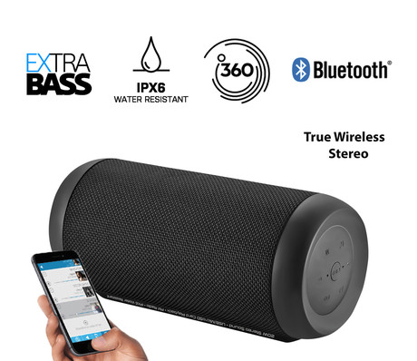 EOL - PROMATE SILOX brezžični prenosni Bluetooth TWS – True Wireless STEREO zvočnik, 20W, IPX6 vodo odporen, USB, MicroSD, AUX, Radio FM, mikrofon, črne barve