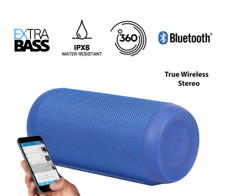 EOL - PROMATE SILOX brezžični prenosni Bluetooth TWS – True Wireless STEREO zvočnik, 20W, IPX6 vodo odporen, USB, MicroSD, AUX, Radio FM, mikrofon, modre barve