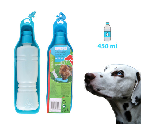 EOL - Prenosna flaška za pse, 2v1, flaška + skodelica, 450ml, modra