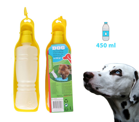 EOL - Prenosna flaška za pse, 2v1, flaška + skodelica, 450ml, rumena