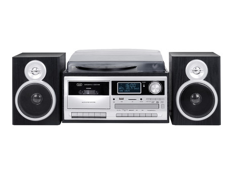 TREVI TT-1072, Glasbeni sistem, FM Radio DAB/DAB+, Gramofon, Kasetofon, BT/CD/MP3/USB/AUX-in, LCD zaslon, črn