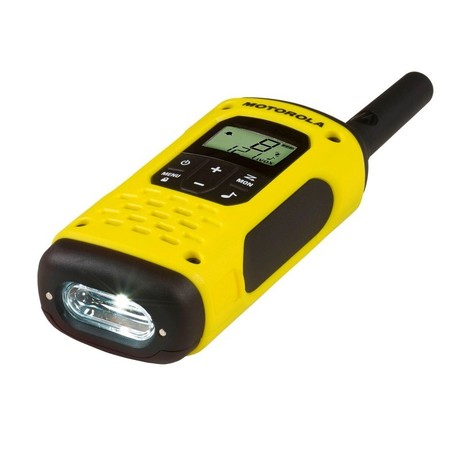 MOTOROLA T92 H20 walkie talkie komplet, 2-KIT, PMR446, VOX funkcija, doseg 10km, polnilna baterija, LED svetilka, IP67 vodoodpornost, +dodatki, rumeno-črn
