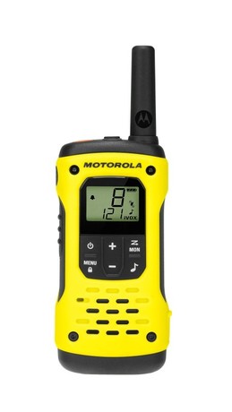 MOTOROLA T92 H20 walkie talkie komplet, 2-KIT, PMR446, VOX funkcija, doseg 10km, polnilna baterija, LED svetilka, IP67 vodoodpornost, +dodatki, rumeno-črn