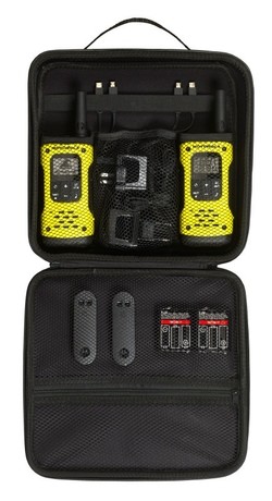 MOTOROLA T92 H20 walkie talkie komplet, 2-KIT, PMR446, VOX funkcija, doseg 10km, polnilna baterija, LED svetilka, IP67 vodoodpornost, +dodatki, rumeno-črn