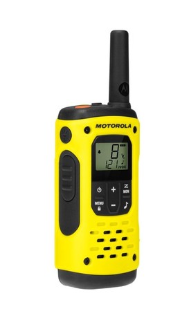 MOTOROLA T92 H20 walkie talkie komplet, 2-KIT, PMR446, VOX funkcija, doseg 10km, polnilna baterija, LED svetilka, IP67 vodoodpornost, +dodatki, rumeno-črn