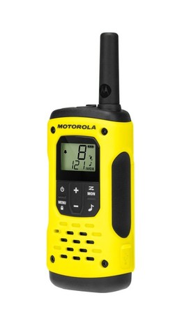MOTOROLA T92 H20 walkie talkie komplet, 2-KIT, PMR446, VOX funkcija, doseg 10km, polnilna baterija, LED svetilka, IP67 vodoodpornost, +dodatki, rumeno-črn