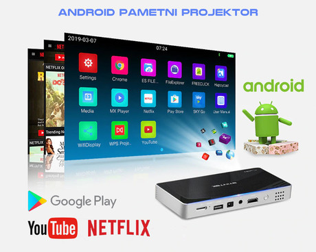 EOL - BYINTEK P10 prenosni mini LED DLP projektor, Android, Wifi, vgrajena baterija, vgrajen zvočnik, HD 1080P Max. 4K, HDMI-IN