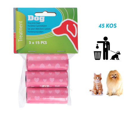 EOL - Vrečke za iztrebke, 45 vrečk, roza