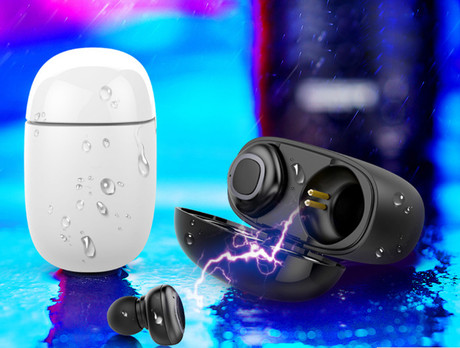 EOL - TREVI HMP 1225 AIRBUD Bluetooth slušalke, TWS (Stereo),  3 silikonski nastavki za ušesa, mikrofon, polnilna enota, črne