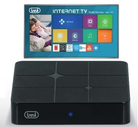 EOL - TREVI Smart Android TV Box IP-360-S8, 4K-UHD, Android, Bluetooth, HDMI, Voice conrol daljinec,