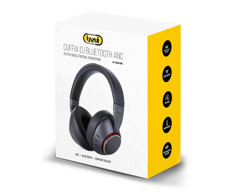 TREVI DJ 12E90 brezžične naglavne slušalke, Bluetooth 5.3, Active Noise Cancelling, mikrofon, prostoročno telefoniranje, zložljive, polnilna baterija, USB Type-C, + torbica, črne