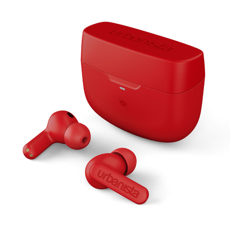 URBANISTA ATLANTA brezžične slušalke, Bluetooth® 5.2, TWS, ANC, do 34 ur predvajanja, upravljanje na dotik, IPX4 vodoodpornost, USB Type-C, rdeče (Vibrant Red)